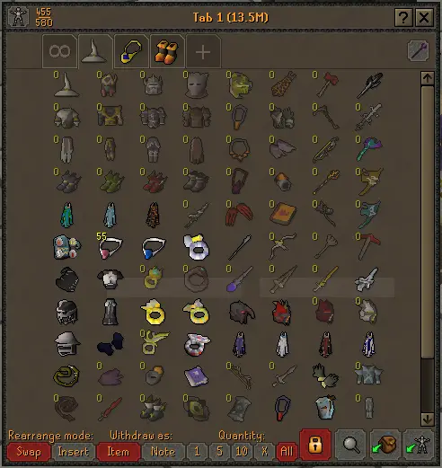 Osrs Bank Organization Layout And Tabs